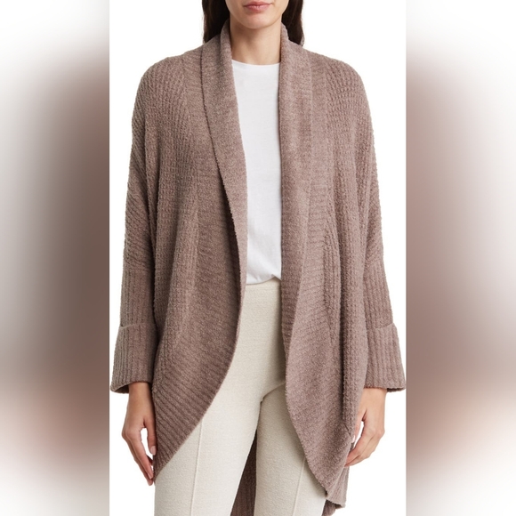 Barefoot Dreams CozyChic Lite Waffle Cocoon Cardigan Driftwood S/M - Picture 2 of 12